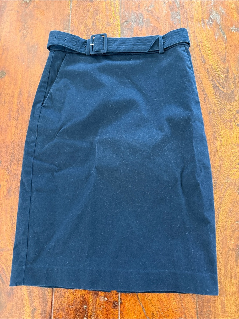 J. Crew Navy Belted Pencil Skirt